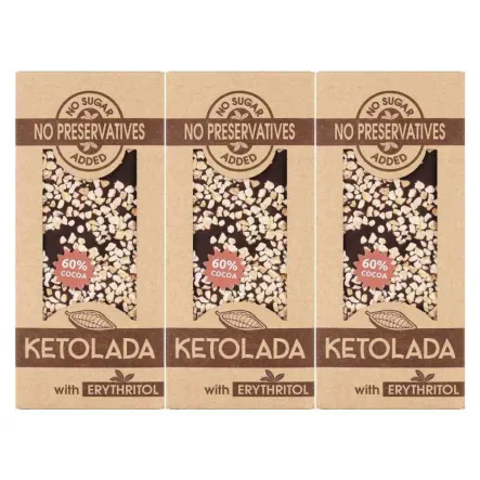 3 x Ketolada® Czekolada 60% z Erytrytolem i Migdałami 100 g  