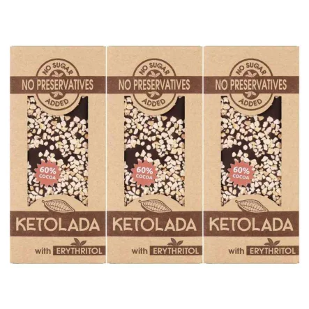 3 x Ketolada® Czekolada 60% z Erytrytolem i Migdałami 100 g  