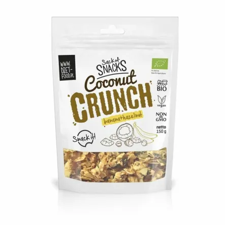 Coconut Crunch z Bananem i Orzechami Bio 150 g Diet Food - Przecena Krótka Data Minimalnej Trwałości