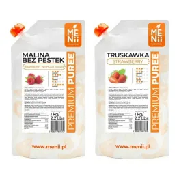 Puree Malina Premium Pulpa 1 kg Menii + Puree Truskawka Premium Pulpa 1 kg Menii