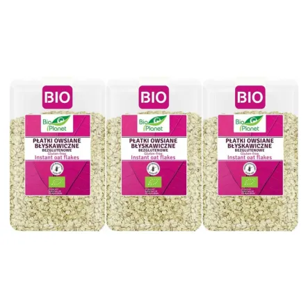 3 x Płatki Owsiane Błyskawiczne Bezglutenowe Bio 1 kg - Bio Planet