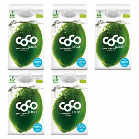 5 x Woda Kokosowa Naturalna Bio 500 ml - Dr Martins