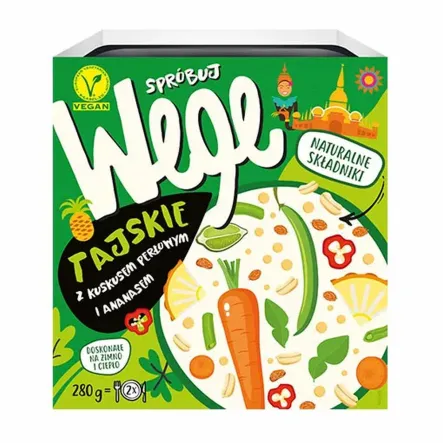 SpróbujWEGE Tajskie: Kuskus Perłowy i Ananas 280 g - Joyfood - Przecena Krótka Data Minimalnej Trwałości