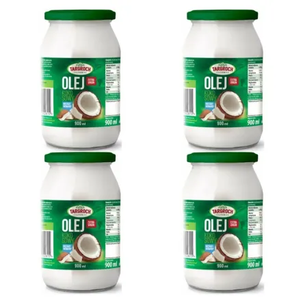 Zestaw 4 x Olej Kokosowy Extra Virgin Nierafinowany Surowy Zapachowy 900 ml - Targroch