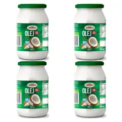 Zestaw 4 x Olej Kokosowy Extra Virgin Nierafinowany Surowy Zapachowy 900 ml - Targroch