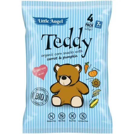 TEDDY Pieczone Chrupki Kukurydziane Marchew i Dynia BIO 60 g (4x 15 g) -  McLLOYD'S