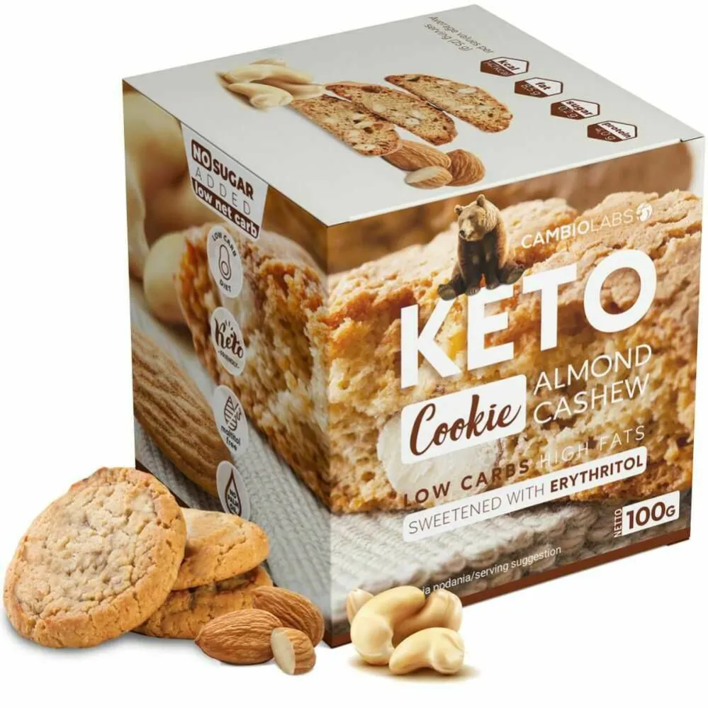 KETO Snack Ciasteczka Migdałowe z Nerkowcami 100 g -  CambioLabs