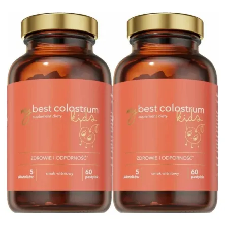 2 x MyBestCOLOSTRUM Kids Pastylki Pudrowe o Smaku Wiśniowym 60 Sztuk - MyBestPharm