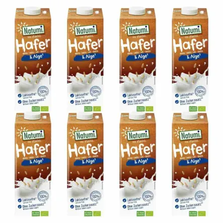 8 x Napój Owsiany z Algami Morskimi Bez Dodatku Cukru UHT Bio 1 l - Natumi