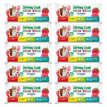 10 x Zdrowy Lizak Mniam - Mniam na Gardło Łezka Malina - Starpharma