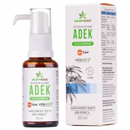 Witamina ADEK w Bio Oleju Konopnym Bezglutenowa 30 ml - Hempking