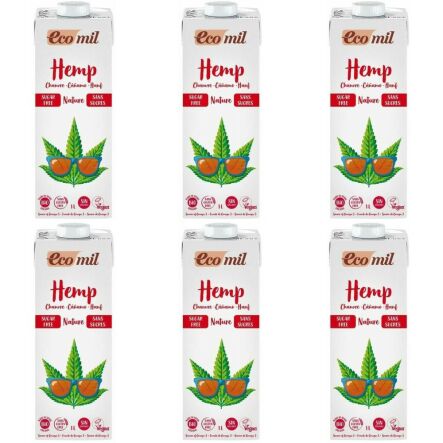 6 x Napój z Konopi Niesłodzony Bio 1 l UHT - Ecomil