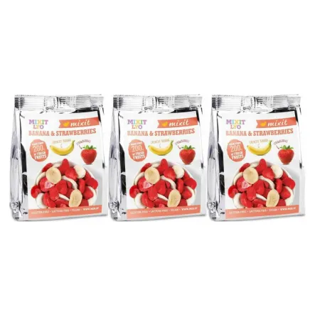 3 x Chrupiący Banan i Truskawka (Owoce Liofilizowane) 23 g - Mixit