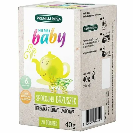 Herbatka Dla Dzieci i Niemowląt SPOKOJNY BRZUSZEK 40 g (20x 2 g) - Herbi BABY