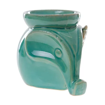 Ceramiczny Kominek Zapachowy Słoń z Kwiatem Zielony Puckator
