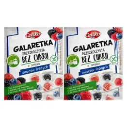 Zestaw 2 x Galaretka Przezroczysta Bez Dodatku Cukru Bezglutenowa o Smaku Owoców Leśnych 14 g - Celiko