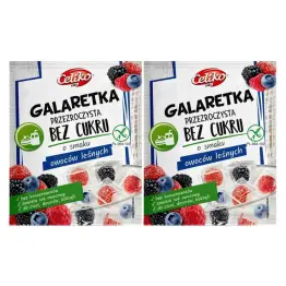 Zestaw 2 x Galaretka Przezroczysta Bez Dodatku Cukru Bezglutenowa o Smaku Owoców Leśnych 14 g - Celiko