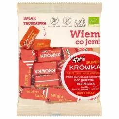 Krówki Bezmleczne o Smaku Truskawkowym Bezglutenowe BIO 150 g - Super Krówka