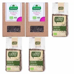 Nasiona Chia Bio 1 kg - Zestaw 2 x Nasiona Chia (Szałwia Hiszpańska) Bio 200 g - Eko-Wital + 3 x Nasiona Chia (Szałwia Hiszpańska) Bio 200 g - Eureko
