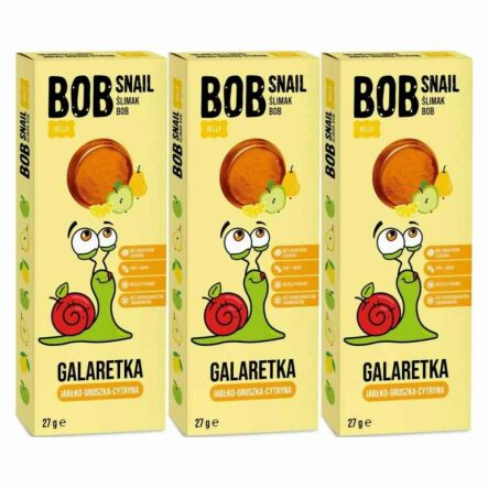 3 x Galaretka Jabłko - Gruszka - Cytryna Bez Dodatku Cukru 27 g - Bob Snail