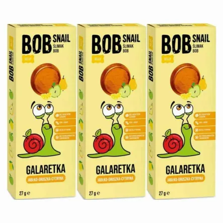 3 x Galaretka Jabłko - Gruszka - Cytryna Bez Dodatku Cukru 27 g - Bob Snail
