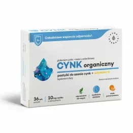 Cynk Organiczny 10 mg + Witamina C Pastylki do Ssania 36 Sztuk - Aura Herbals