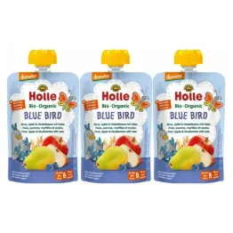 3 x Mus Owocowy Niebieski Ptak (Gruszka, Jabłko, Jagoda, Owies) Bez Dodatku Cukru Bio Demeter 100 g - Holle