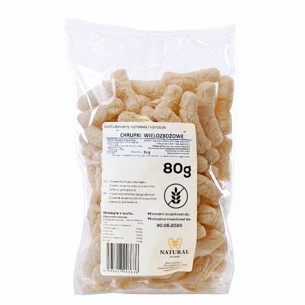 Chrupki Wielozbożowe Naturalne 80 g Natural - Przecena Krótka Data Minimalnej Trwałości