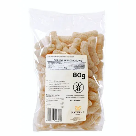 Chrupki Wielozbożowe Naturalne 80 g Natural - Przecena Krótka Data Minimalnej Trwałości