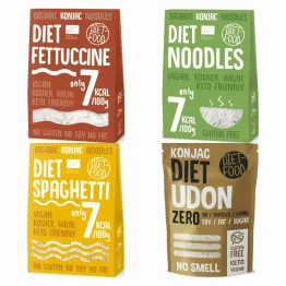 Makaron Konjac Bio Organic Diet Fettuccine 300 g + Makaron Konjac Bio Organic Diet Noodles 300 g +Makaron Konjac Bio Organic Diet Spaghetti 300 g + Makaron Konjac Udon Bezglutenowy  270 g (200g) - Diet-Food