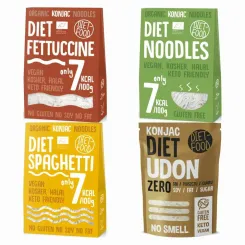 Makaron Konjac Bio Organic Diet Fettuccine 300 g + Makaron Konjac Bio Organic Diet Noodles 300 g +Makaron Konjac Bio Organic Diet Spaghetti 300 g + Makaron Konjac Udon Bezglutenowy  270 g (200g) - Diet-Food