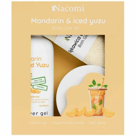 Zestaw MANDARIN & ICED YUZU (Żel Pod Prysznic 300 ml + Masło do Ciała 100 ml + Rękawica do Kąpieli) - Nacomi