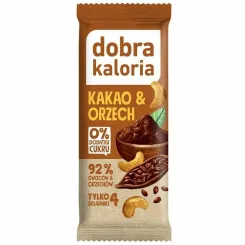 Baton  Kakao i Orzech Bez Dodatku Cukru 35 g - Dobra Kaloria