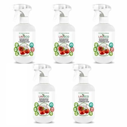 5 x Naturalny Płyn do Mycia Warzyw i Owoców 0,5 l - Laveco