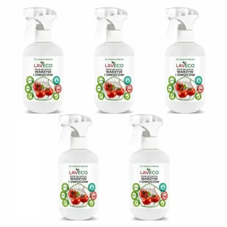 5 x Naturalny Płyn do Mycia Warzyw i Owoców 0,5 l - Laveco