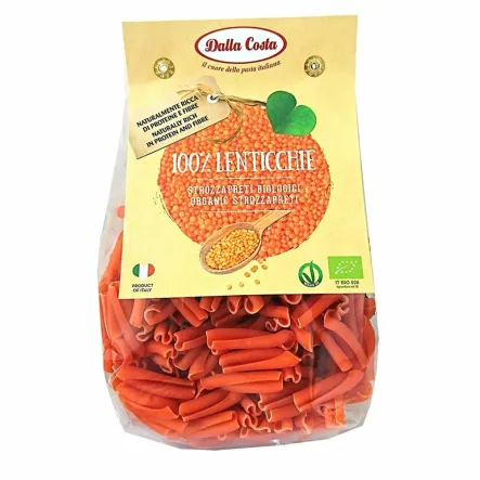 Makaron z Czerwonej Soczewicy Strozzapreti Bez Glutenu Bio 250 g - Dalla Costa