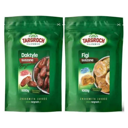 Zestaw Daktyle Suszone Bez Pestek 1 kg + Figi Suszone 1 kg - Targroch