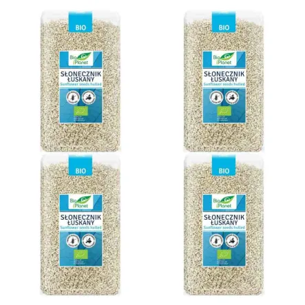 Zestaw 4 x Słonecznik Łuskany Bezglutenowy Bio 1 kg Bio Planet