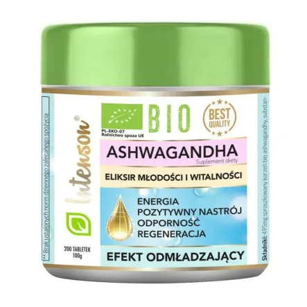 Bio Ashwagandha 200 Tabletek Eliksir Młodości, Efekt Odmładzający - Intenson - Wyprzedaż