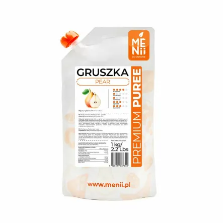 Puree Gruszka Premium Pulpa 1 kg Menii - Przecena Krótka Data Minimalnej Trwałości
