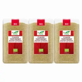 3 x Cukier Trzcinowy Brązowy Bio 1 kg - Bio Planet