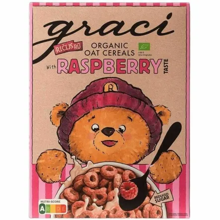 Kółeczka Owsiane Pełnoziarniste o Smaku Malinowym BIO 300 g - Graci