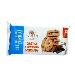 Ciastka z Kawałkami Czekolady Bez Dodatku Cukru 80 g - Bergen Diet