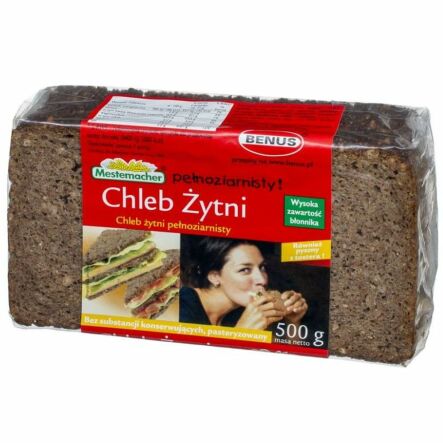 Chleb Żytni Pełnoziarnisty 500 g - Benus