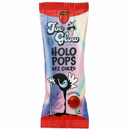 Lizak o Smaku Truskawkowym z Witaminą D i C Bez Cukru Bezglutenowy 8 g - Holo Pops