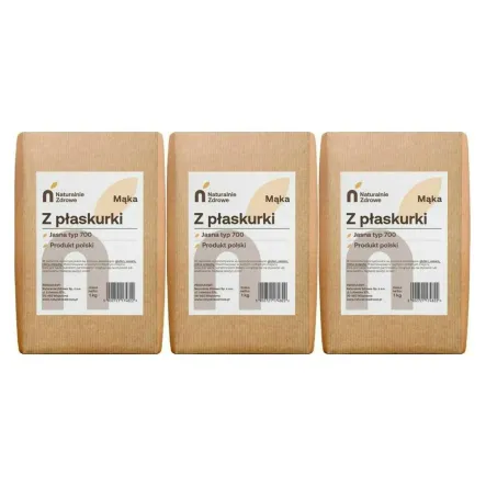 3 x Mąka Jasna z Płaskurki Typ 700 1 kg - Naturalnie Zdrowe