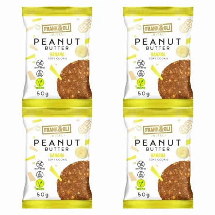 4 x Wegańskie Bezglutenowe Ciasteczko Pasta Orzechowa z Bananem 50 g - Frank & Oli