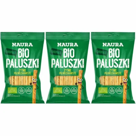 3 x Paluszki Żytnie Pełnoziarniste Bio 45 g - Naura