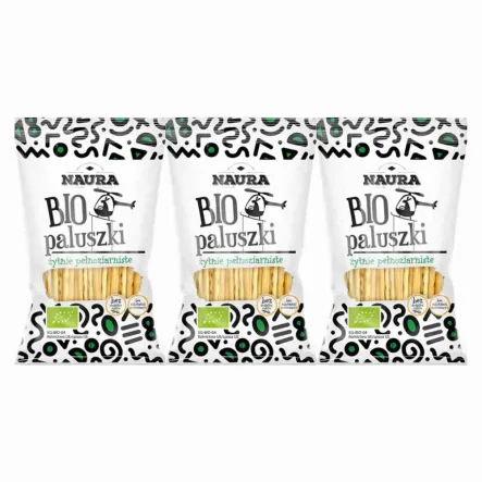 3 x Paluszki Żytnie Pełnoziarniste Bio 45 g - Naura