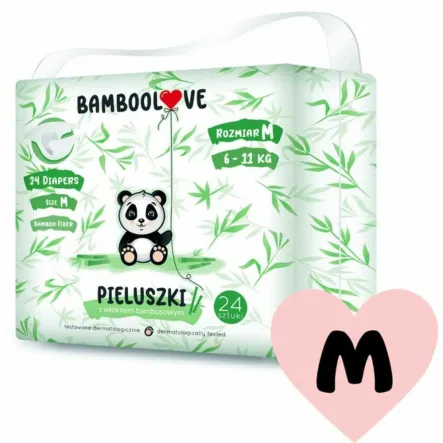 Pieluszki z Włóknem Bambusowym Rozmiar  M 6-11 kg (24szt.) Bamboolove - Wyprzedaż